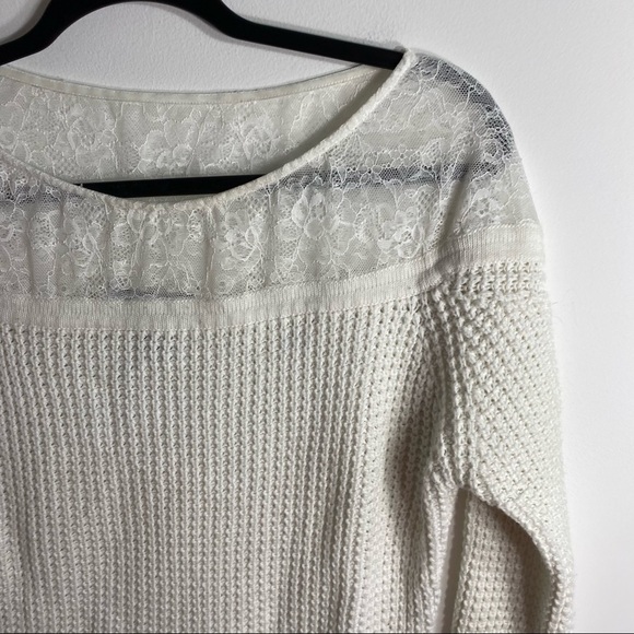 Etcetera White Sweater Large Lace Waffle Knit - Picture 2 of 6
